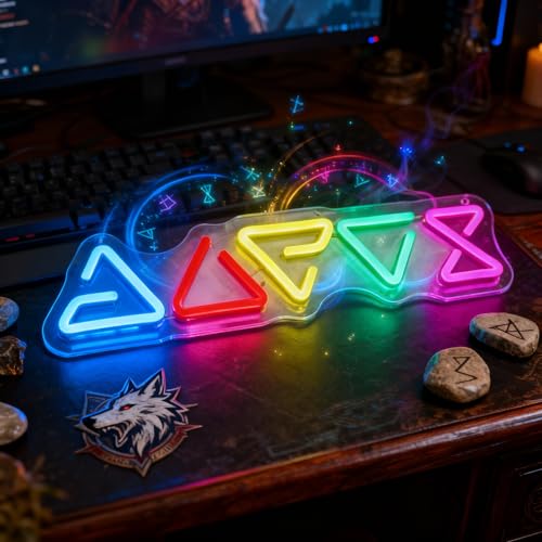 Image of Witche Neon Sign, | Red and Orange LED, 16.5x4 Inch, USB Powered, Gaming Decor for Fantasy Bedroom