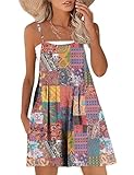 KMAZN Women's Casual Loose Short Cotton Rompers Bib Overalls Baggy Beach Bohemian Travel Vacation Clothes CAZ 327 L…