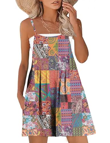 KMAZN Women's Casual Loose Short Cotton Rompers Bib Overalls Baggy Beach Bohemian Travel Vacation Clothes CAZ 327 L…