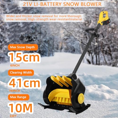 Pala da neve elettrica senza fili, potente spazzaneve a batteria con manico regolabile, include 2 batterie ricaricabili e caricabatterie rapido per la rimozione della neve