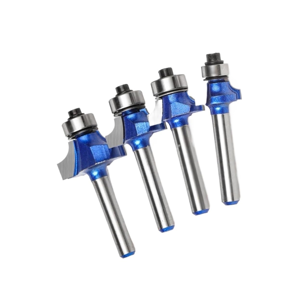 1/4szt. Chwyt calowy 6mm Niebieski okrągły zestaw frezów Wiertła z węglików spiekanych do obróbki drewna(4Pcs 6.35mm Shank)