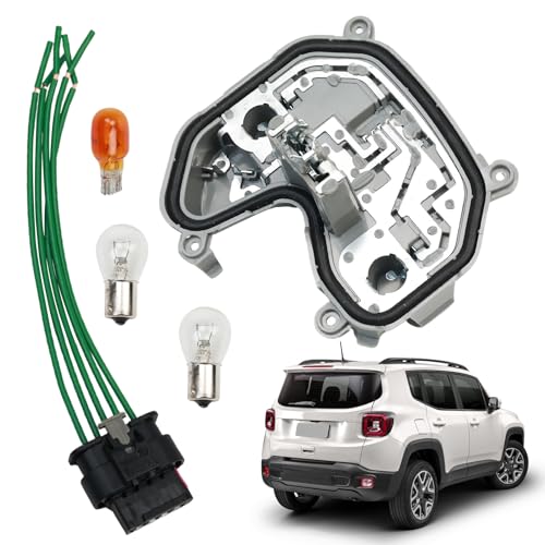 Rear Tail Light Lamp Holder Bracket with Harness and Bulb Left Driver Side Compatible with 2015-2023 Jeep Renegade, Rear Tail Lamp Housing 68270892AA