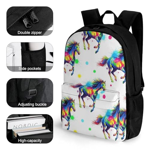 Sturdy Multipurpose Dual Shoulder Bag for Gym and Outdoor Activities, Horse Art Design, Travel Hiking Daypack3