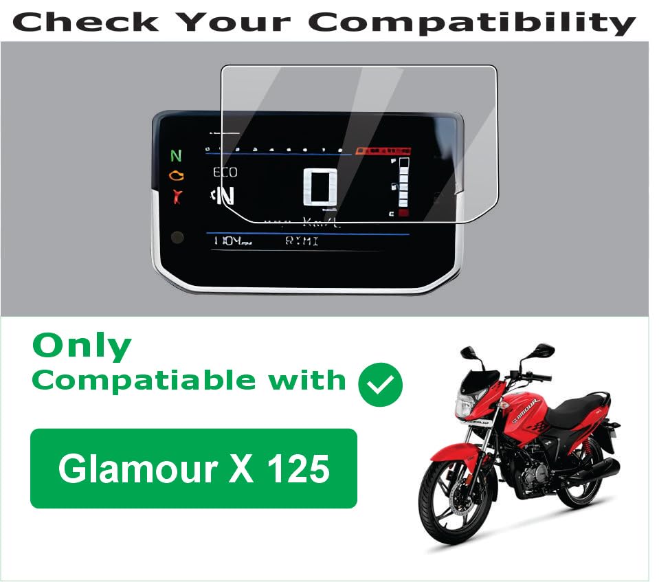 Image of OHAYO 9H Military Strength Display Screen Protector for Hero Glamour X 125 (2025) Digital Instrument Cluster | Not Tempered Glass | Scratch Resistant, Ultra HD Clarity, Anti-Bubble, Edge-to-Edge Protection | Bike Meter Display Screen Guard