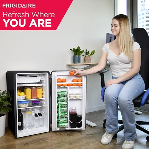 Frigidaire EFR372-BLACK 3.2 Cu Ft Black Retro Compact Rounded Corner Premium Mini Fridge thumb #2