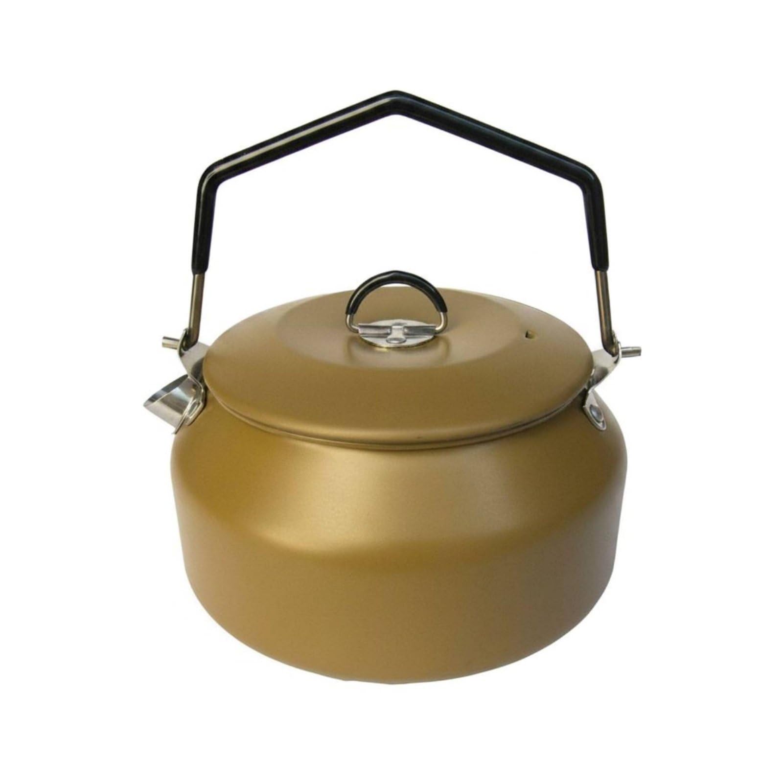 MERIGLARE Bouilloire en Acier Inoxydable Bouilloire de Camping Marmite Théière Cafetière Pot Acier 304 Résistant au Feu Poignée Pliable Anti-chaleur Chauffage, Khaki