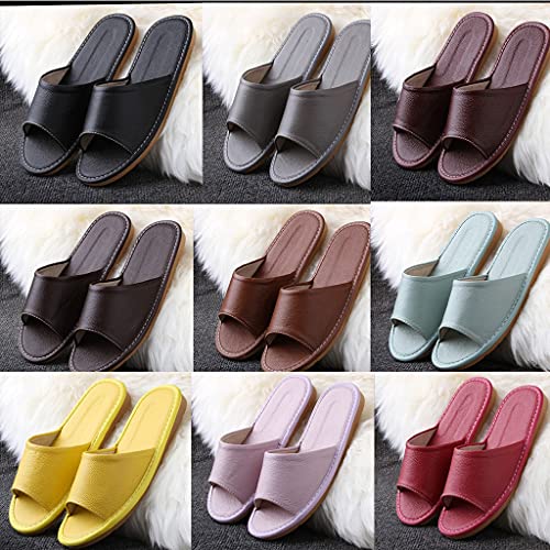 GHYUB Men's and Women's Genuine Leather Open Toe Sandals - Summer Slippers, Indoor and Office Slippers, Casual House Shoes, Gift for Men and Women3