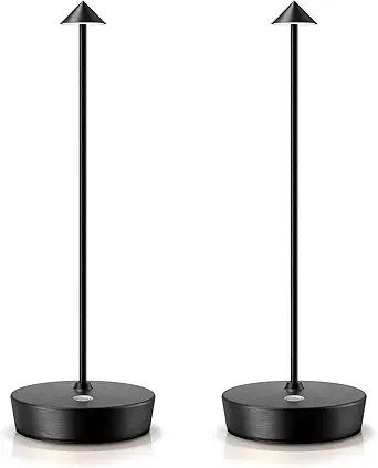 SAKRINGT 2 Pack Cordless Table Lamps Rechargeable, 6000mAh Battery Operated Waterproof Stepless Dimming Modern Portable LED Table Light for Restaurant Dining Patio Outdoor