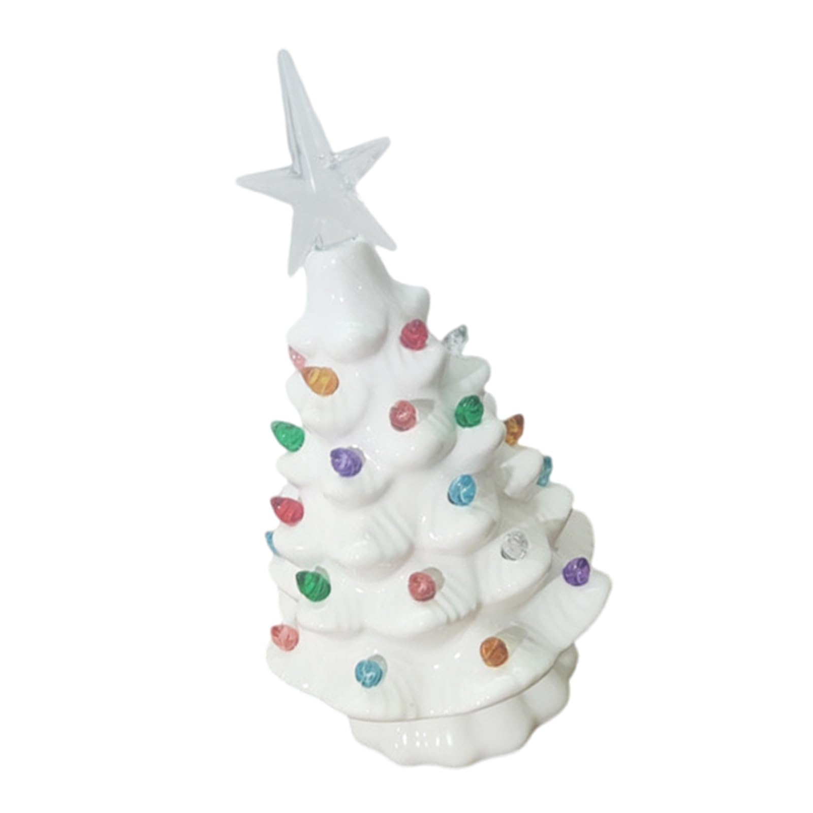 Lerpwige Decorative Miniature Christmas Tree with Lights Battery Operated Ceramic Desktop Lamp Festival Tabletop Decoration Indoor Christmas Decorations