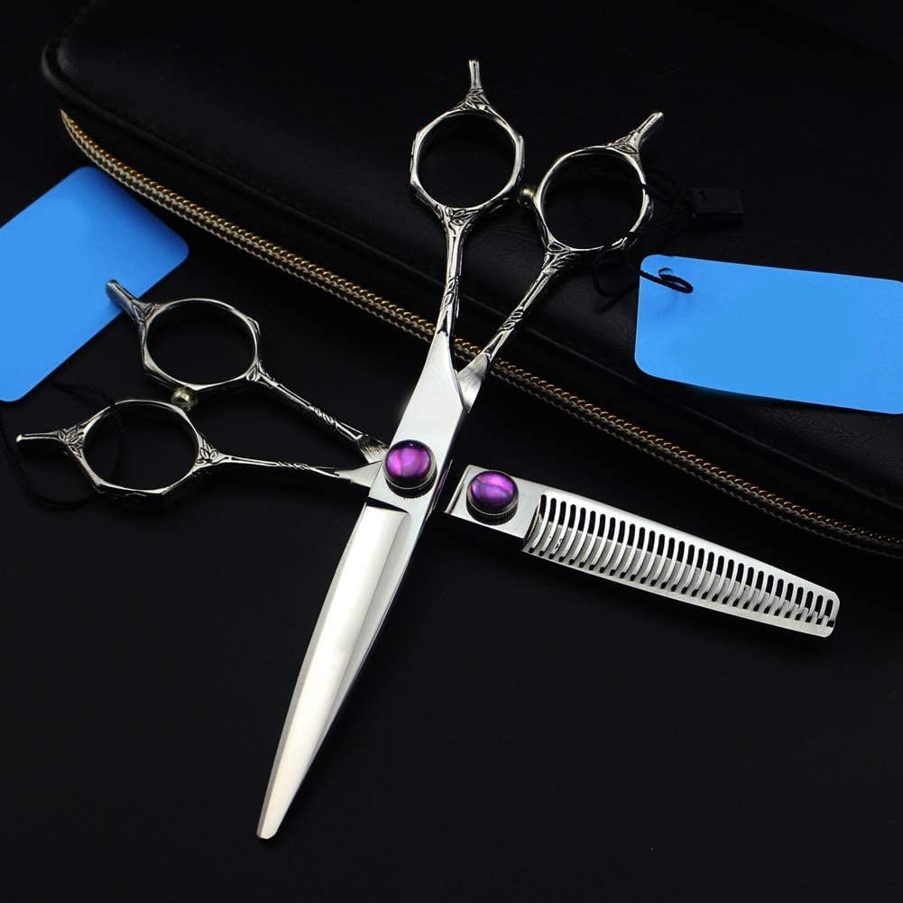 gem 6.0" Hair Scissors,Teflon Shears Cheap Hairdressing Scissors Barber Thinning Scissors Hairdresser Razor Haircut,6InchSet (FlatCut6Inch) (FlatCut6Inch)