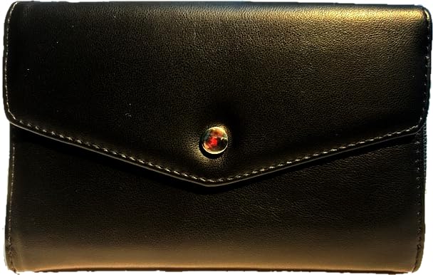 Women Faux Vegan Leather CEO Fat Wallet Flap RFID Ladies x777i (Black)