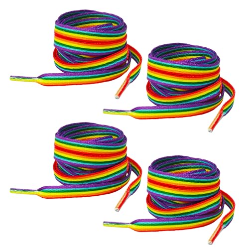 BEIBXHQQ 2 Pairs Six-Color Rainbow Shoelaces for Sports Shoes, Colorful Long Laces (140cm)