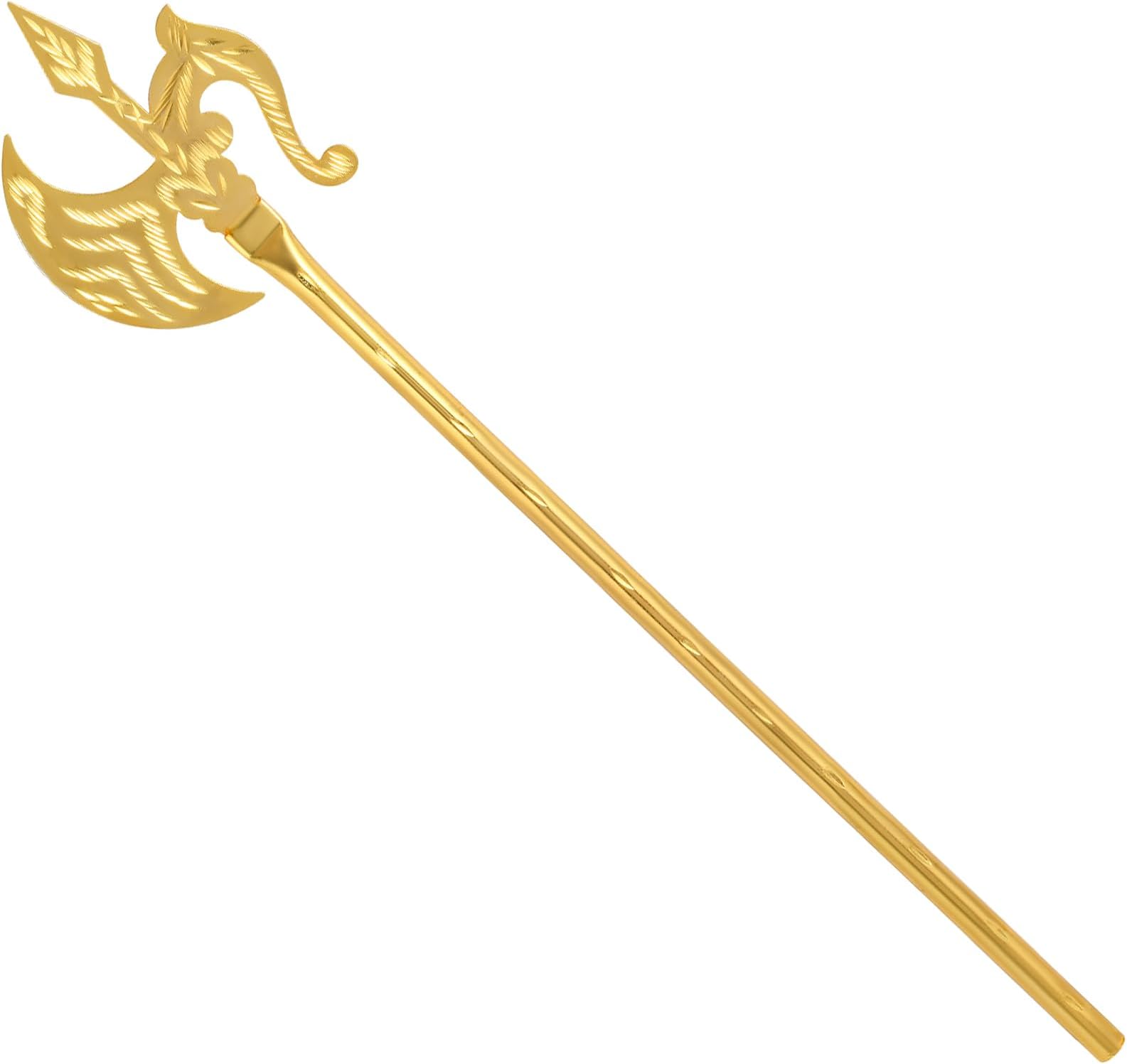 Memoir Brass Gold Plated Carved Miniature Parshuram Farsa Durga Kaali Weapon Stick Hindu Pooja Item Temple Accessory for Home Decor (HDSC5245)