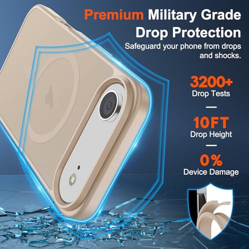 Image of SUPFINE Magnetic for iPhone Air Case (Compatible with MagSafe)(Military Grade Drop Protection) Slim Translucent Matte Shockproof with Anti-Fingerprint Phone Cover for 17 Air,Desert Gold