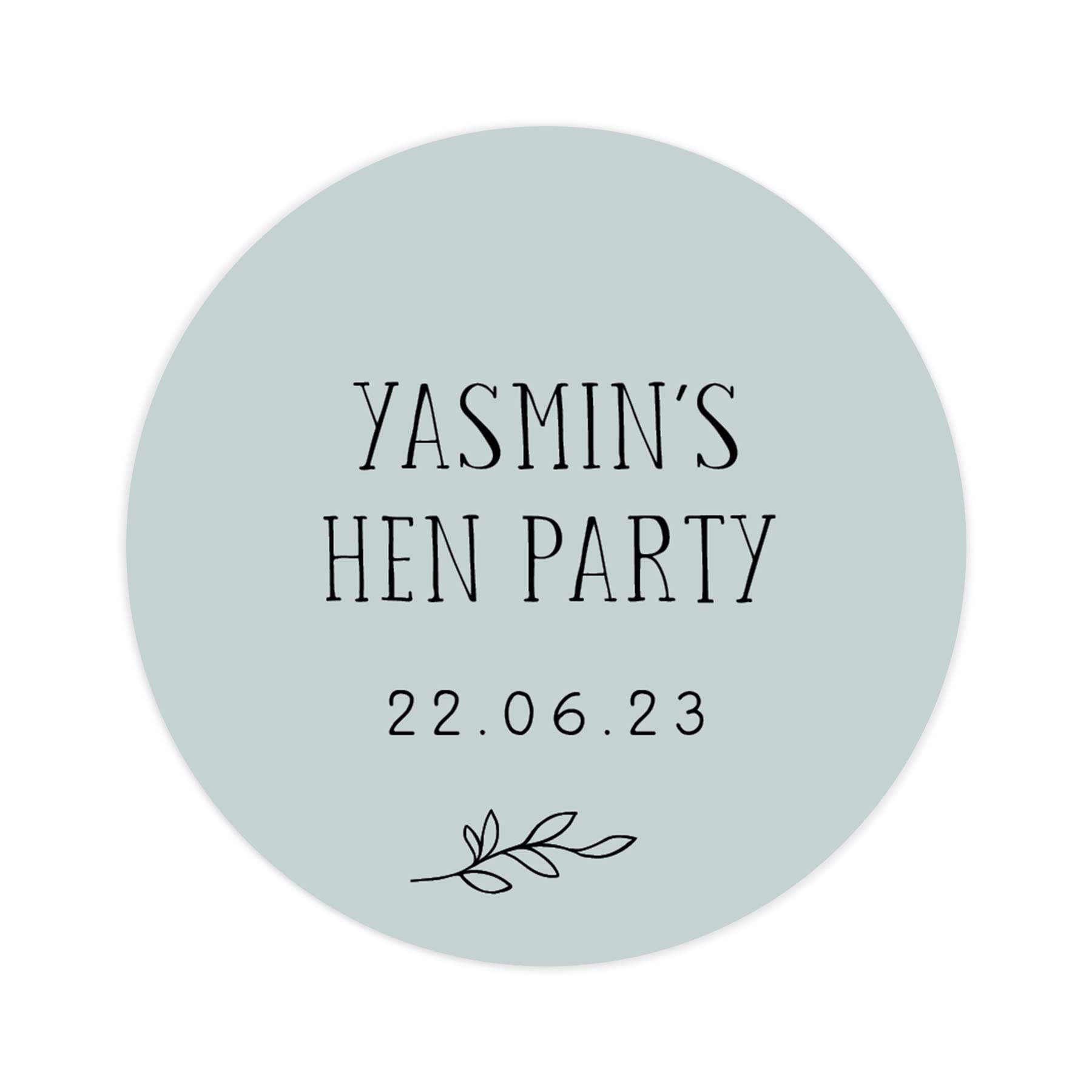 Personalised colour hen party stickers | hen party sticker | hen do stickers for favours | hen party labels | hen party favour label (Dusky Blue) โ image 1