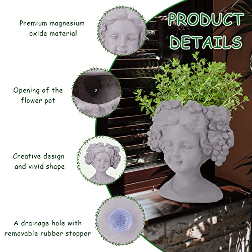 Chonsun Head Planter Flower Pot Face Planter - Unique Face Flower Pot Small Head Garden Pots Succulent Pots With Drainage Hole Cute Lady Face Vase Cactus Planter For Indoor Outdoor Plant #TOP2