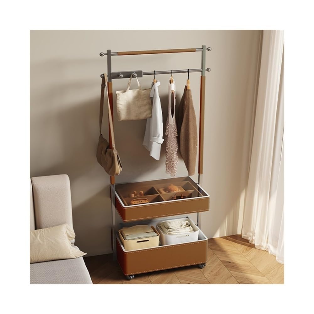 Dh2yjnbf3 Standing Movable Coat Rack Bedroom Floor Stainless Steel Leather Storage Bedside Table Integrated Hanger with Hallway
