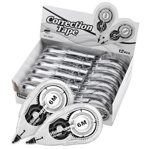 Ruban correcteur 6m Vobou lot de 12 blanc pour fournitures scolaires et papeterie bureau