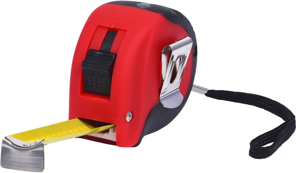 KS Tools 300.0115 Tape measure with locking device and belt clip, black red, 5m, 25mm