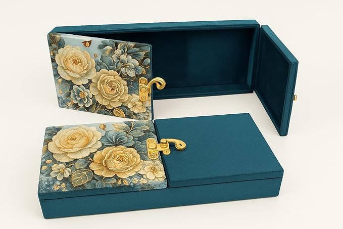 SHAKTISM Decorative and Attractive Cash Box With Clip Lock, Shagun, Jewellery, Money Box Envelop Wedding, Gift Box, Bangel box Sea Green Color, Set of 1, Rectangle Shape (Pack of 1Pc) 4