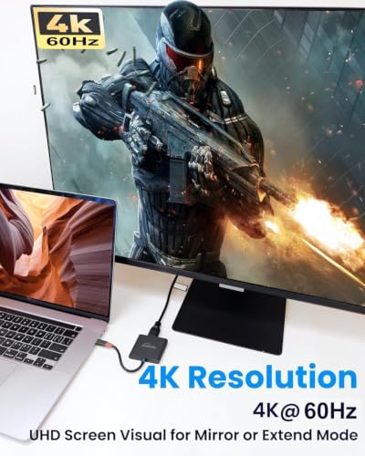 Image of USB C to HDMI Adapter, 4K@60 HDMI to USB C Multiport Hub 4K HDMI, PD Port, USBA 10Gbps, Portable Travel Switch Dock Compatible with Steam, Switch, Mac /Laptops