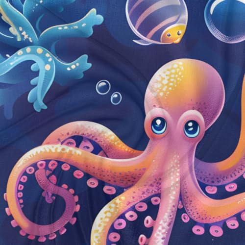 Ocean Turtle Octopus Pattern Silk Feeling Scarf for Women 23.6 Inch Bandana Lightweight Breathable Square Neck Satin Scarfs Fashion Silk Like Head Scarf Neckerchief for Bag Hair Scarves Decor Gift3