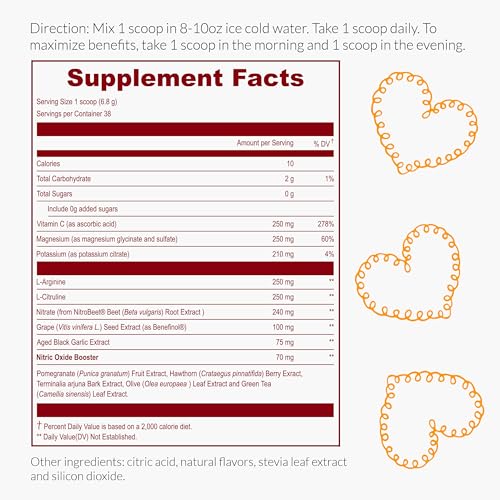 UpNourish Beet Root Powder Blood Pressure Supplement - Beet Juice for Nitric Oxide Blood Flow Heart Health Support - Hawthorn Berry Olive Leaf Potassium Magnesium Citrulline Aged Garlic 38 Servings - Thumbnail 5