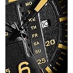 Stuhrling Original Mens Leather Watch -Aviation Watch, Quick-Set Day-Date Leather Band with Steel Rivets, - Image 3