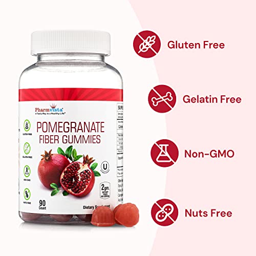 Pharmvista Pomegranate Fiber Gummies 100Mg - Gluten Free, Vegan Pomegranate Supplement, Rich In Dietary Fiber - 90 Gummies #TOP7