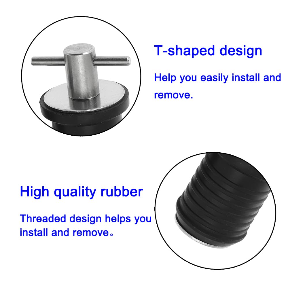 Tappo di scarico per imbarcazione marina con manico a T, tappo di scarico in acciaio inox, tappi in gomma intrecciati, accessori per barche per fori da 32 mm