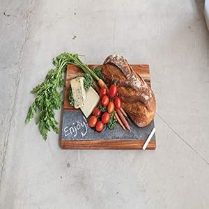 Twine Rustic Farmhouse Wood with Slate Cheese Board and Chalk Set, Acacia Wood and Natural Slate Cutting Board, Soapstone Chalk, 15" by 11", Gourmet Gift Set Twine Rustic Farmhouse Wood with Slate Cheese Board and Chalk Set Acacia Wood and Natural Slate Cutting Board Soapstone Chalk 15 by 11 Gourmet Gift Set
