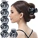 RC ROCHE ORNAMENT 6 Pcs Womens Hair Pumpkin Interlocking Teeth Slip Secure Grip Strong Solid Ladies Beauty Accessory Classic Clamp Jaw Claw Clip, Medium Black
