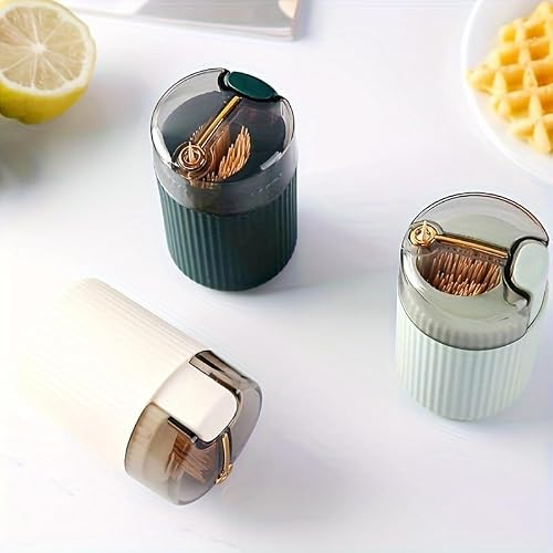 Miniatura 8 de 1 Dispensador De Palillos De Dientes, Soporte Acrílico De Plástico Con Diseño Compacto Acanalado Para El Hogar, Cocina, Mesa De Comedor, Oficina, Color Verde Oscuro