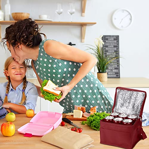 Nuogo 15 Pack Insulated Lunch Bags Bulk, Reusable Cooler Bags, Leakproof Lunch Boxes Set, Waterproof Thermal Cooler Bags, Insulated Beverage Bag For Women Men Office Work Picnic Beach (Wine Red) #TOP2