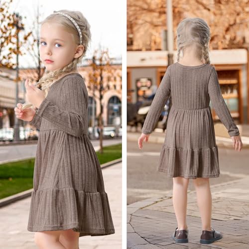 Image of Toddler Baby Girl Long Sleeve Dress Girls Knit Sweater Dresses Tiered Kids Swing Holiday Clothes Fall Winter