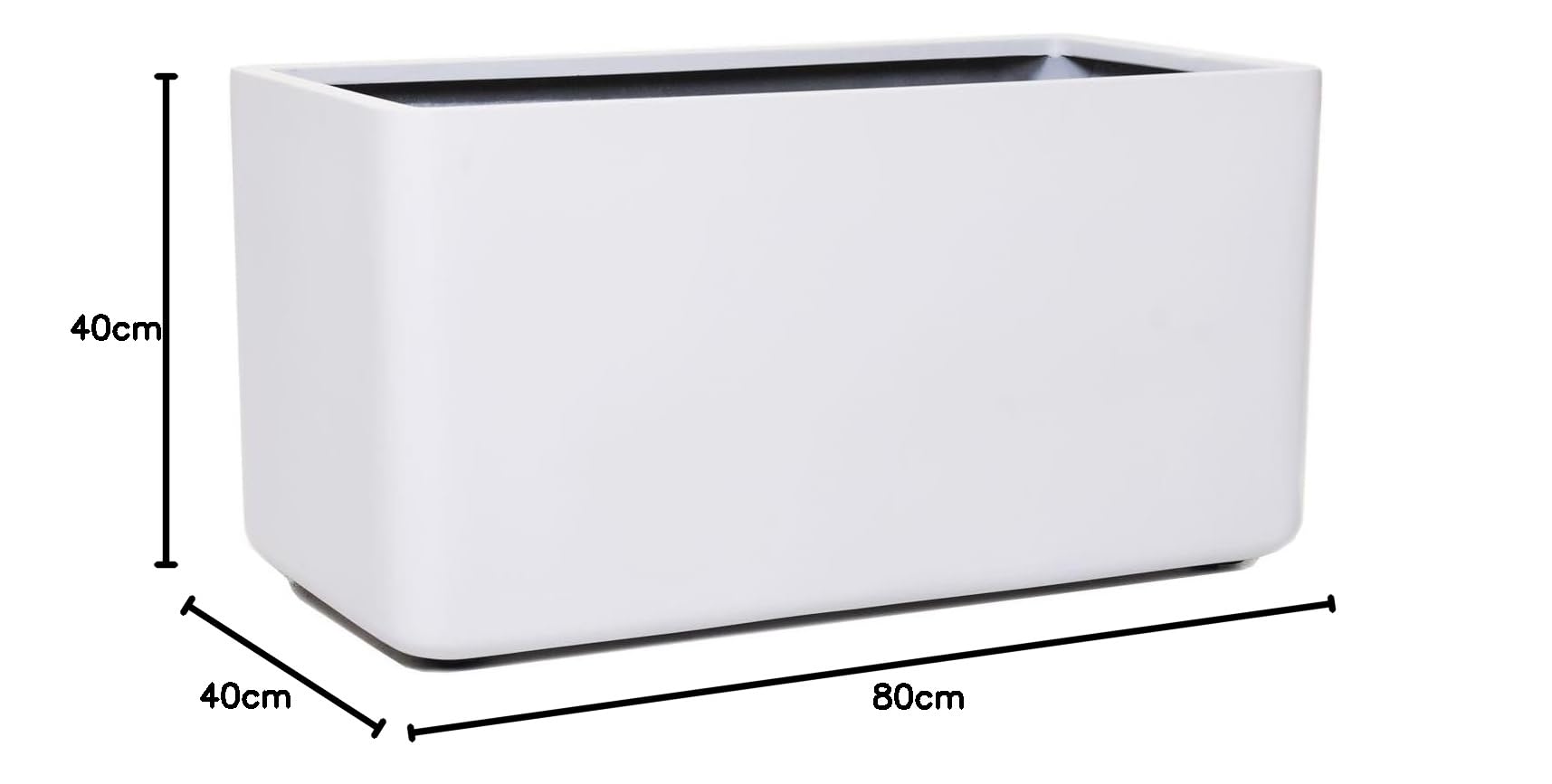 VIVANNO Pflanzkübel Maxi Round mit Rollen 80x40x40 - Blumenkübel Weiß Matt | Mobiler Pflanztrog aus Fiberglas, wetterfest & frostbeständig für Außen & Innen, rechteckiger Kübel mit abgerundeten Ecken