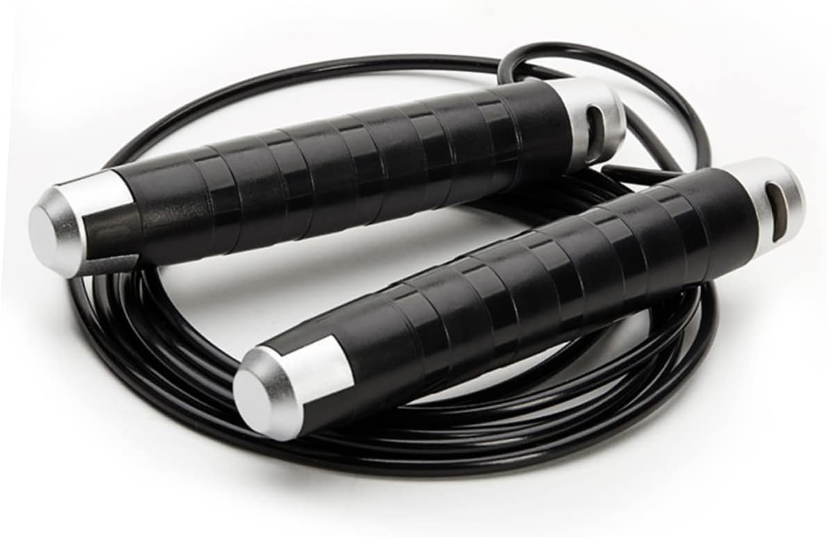 Jump Rope for Fitness Wire Skipping Rope with Ball Bearings Smooth Rotations for Exercise Agility Coordination Training for Men Women Black Opp Package