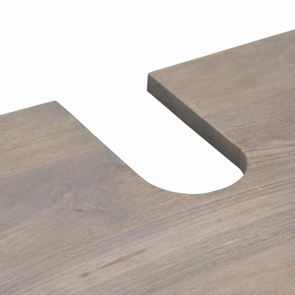 Set Mobili da Bagno 3 Pezzi in Legno Massello di Mango Grigio | Set con mobile sottolavabo, specchio e colonna per ottimizzare lo spazio nel bagno con un elegante tocco rustico.
