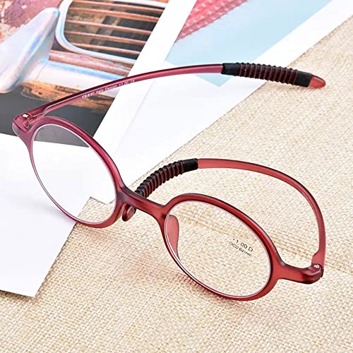 DIBAKO Brown Tortoiseshell Reading Glasses Round Retro Eyeglasse Women Blue