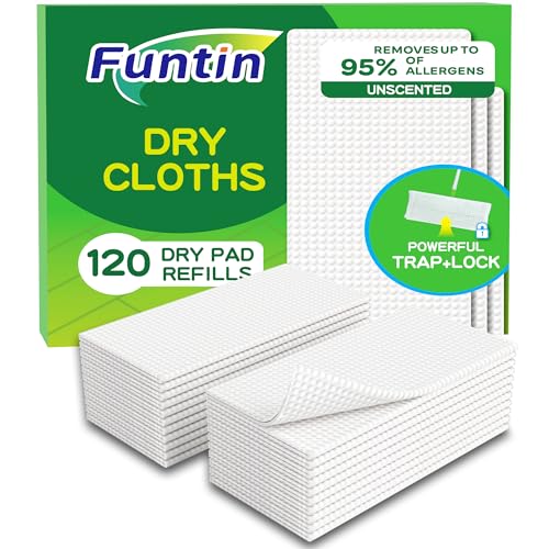 Funtin Thickened Mop Pads for Swiffer Sweeper, Unscented Disposable Mopping Cloths, Dry & Wet Use for Dirt, Dust, Hair, Home, Bathroom, Kitchen (120ct) by Funtin - Used condition - US$13.49
