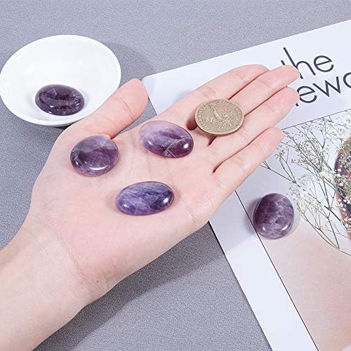 NBEADS 5 Pcs Naurtal Amethyst Cabochons Charming Beads Purple Oval Gemstone Beads for Earring Pendant Necklace Jewelry Making