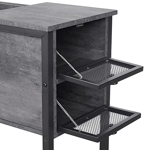 Vecelo Flip Top Narrow Side Table With Storage Shelf, Wood Look Accent Furniture For Living Room Bedroom,Carbon Grey, 1 Set #TOP6