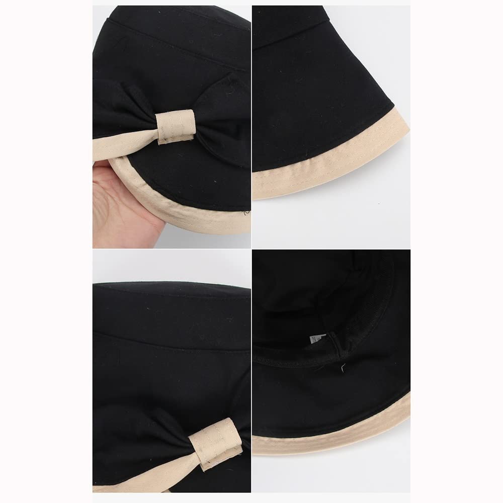 Sombreros de Verano para Mujer Pajarita Protección Solar Sombrilla Plegable Sombrero de Playa de ala Ancha Sombrero para el Sol al Aire Libre Visera (Color : A, Size : 55-59cm) (B 6 3/4)