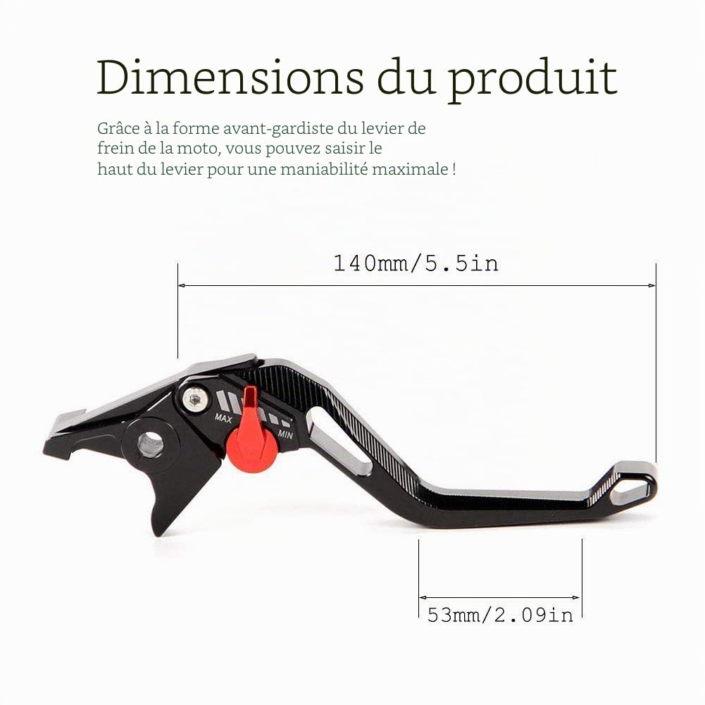 Courte de Frein D'embrayage Leviers Réglables Compatible avec Yamaha YZF-R125/125R 2013-2019 MT-125 2014-2019 Noir