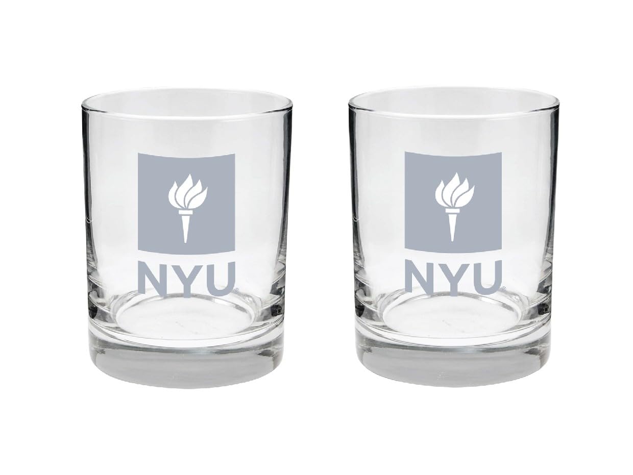 New York University 2-Sided Satin Finish Rock Glass Set of 2 14oz