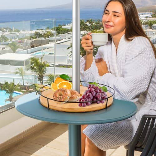 12\" Lazy Susan with Umbrella Hole for Outdoor Patio Table - 360° Rotation Iron Turntable Organizer for Beach Umbrellas Patio Garden Swimming Pool