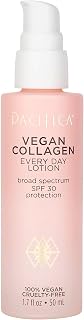Pacifica Vegan Collagen Face Lotion SPF 30 Broad Spectrum Sunscreen Every Day Face Lotion, UVA/UVB Protection for All Skin Types, Lightweight, Moisturizing and Hydrating, Cruelty Free