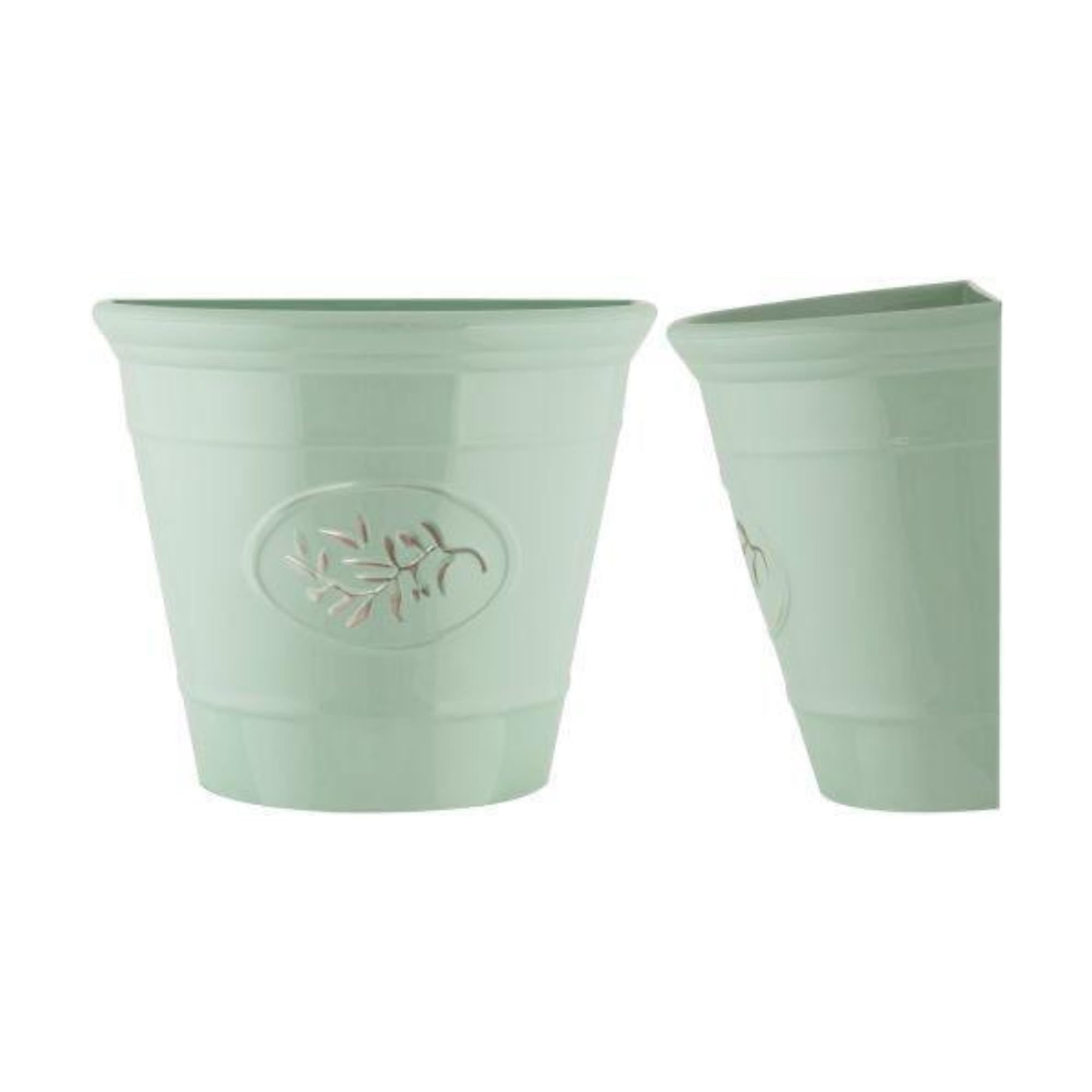Fyne-Finds Olive Green Plastic Classic Olive Planters, Saucers, Trough And Wall Plant Pot Long Lasting Flower Garden Indoor Outdoor Planter Cover Weather, Frost Proof (23Cm Wall Planter)