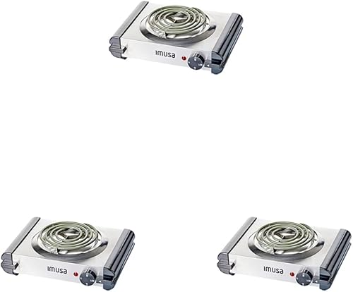 Vista 35 de Cocina eléctrica de una hornilla IMUSA USA GAU 80305 de 1100 vatios en color negro, Acero inoxidable (Stainless Steel Electric Double Burner)