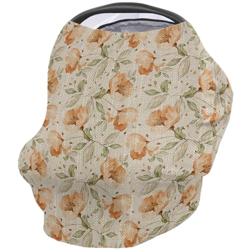 Nursing Cover for Breastfeeding Scarf, Vintage Flowers Florals Baby Car Covers Super Soft Multi Use for Canopy Shopping Cart Cover Blanket Stroller Cover